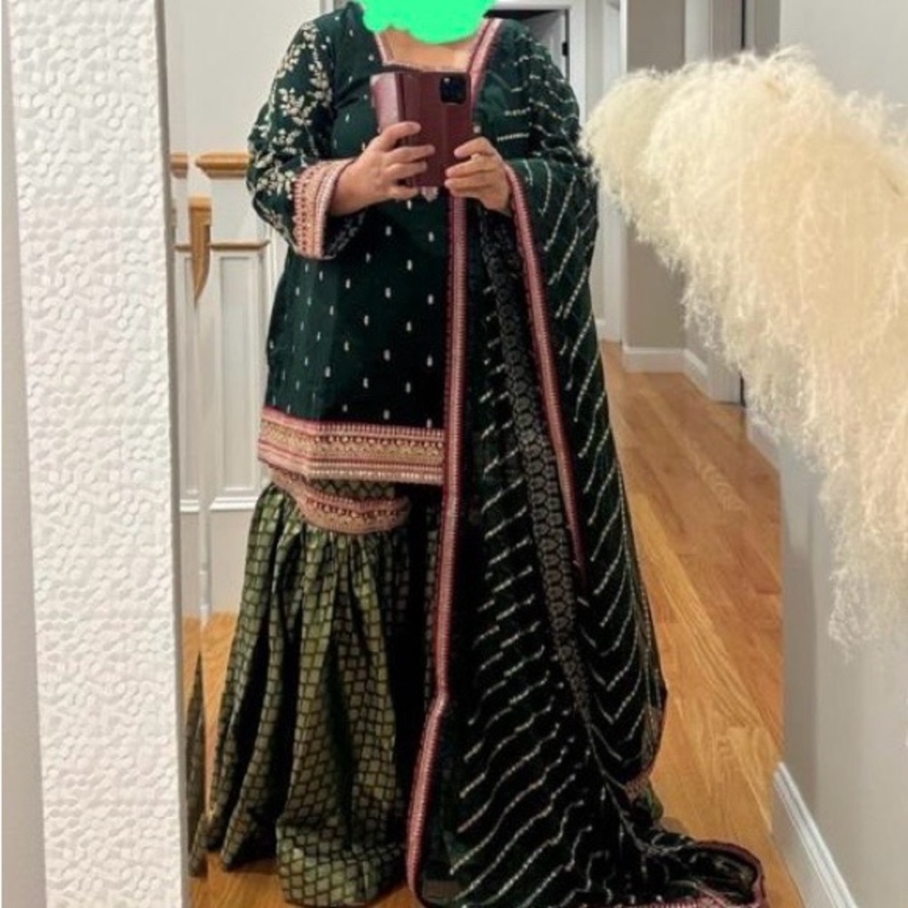 Green Indian Pakistani dress wedding party wear